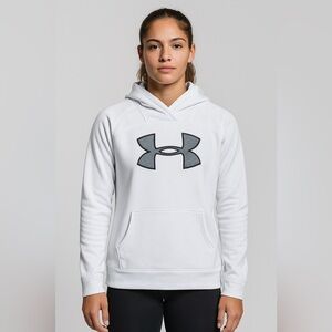 Under Armour Hoodie Women S White Grey Athletic Gym Athleisure Casual Performanc